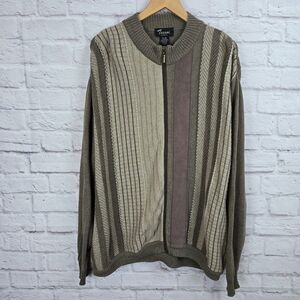 Vintage Tosani Canada‎ XL Men's 3D Coogi-Style Full-Zip Sweater 100% Cotton